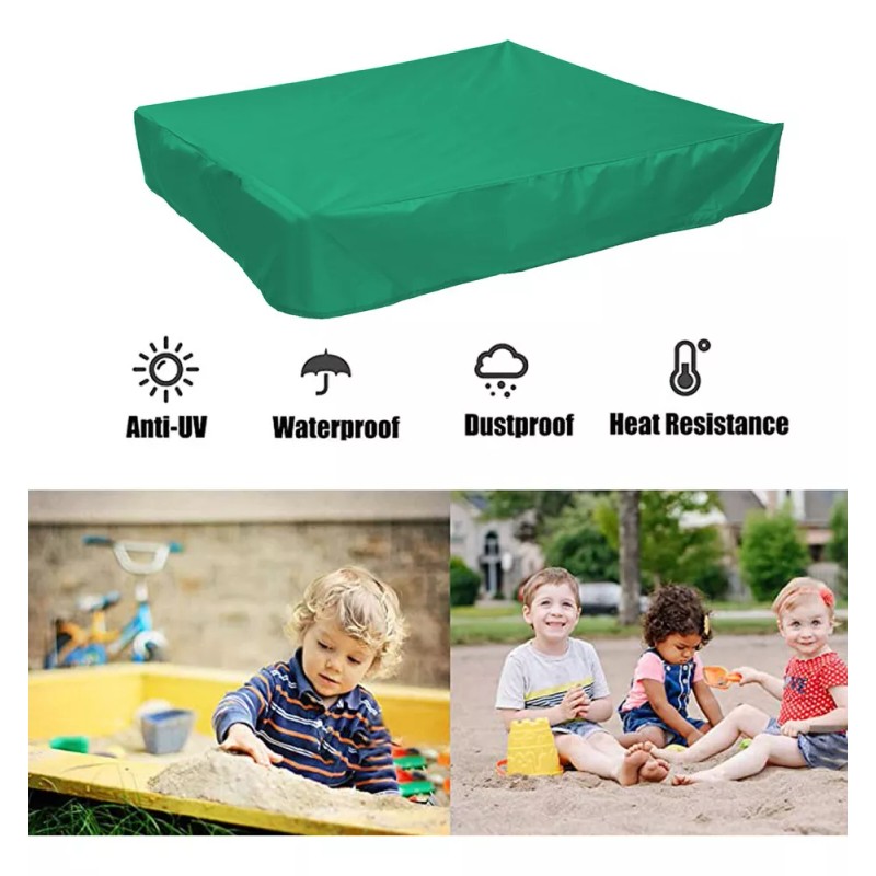 generic Protector Piscina Cuadrado Con Cubierta Caja De Arena Verde
