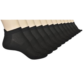 ELYFER Black Unisex Thin Rayon Ankle Socks, 12 Pairs (Size 11-13) Ultra Soft Breathable Comfort Blend Low Cut Athletic Running Socks for Women and Men - Small
