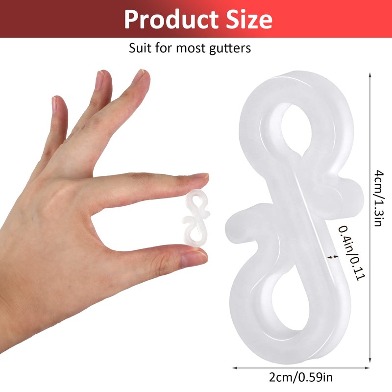 Weysoo Gutter Hooks, 120 Pcs Gutter Clips for Christmas Lights,