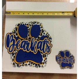 Brittany's Boutiqe 1 DTF Print+Pocket! -Bearkat Leopard Paw Blue Gold Football Sports Ready Press