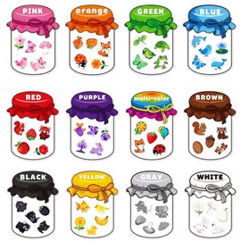Magnetic Colour Sorting Toys - 12 Pcs Fridge Magnets for Kids with 60 Vibrant Learning Shapes, Educational Colour Sorting Set for Whiteboard, Multi-Purpose Magnetic Figures for Toddlers Ages 2-6