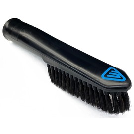 WesselWerk Extra Long Dusting Brush Vacuum Attachment with Soft but Sturdy Black Natural Fiber Bristle Brush for Home or Car Detailing for Canister, Upright, or Central Vacuum
