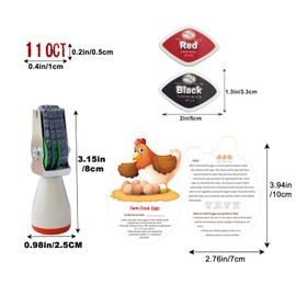 Egg Dater Kit, Date Stamp, 2 Fade-Resistant Ink Pads (Red & Black), 4cm Rubber Egg Stamper, Date Stamper Pad Fresh Egg Stamper Ink Pad for Egg Mark Farm Office Shipping Receiving