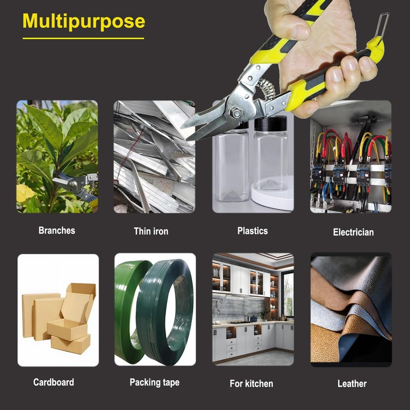 TOOLMAK Aviation Tin Snips 8.5 Inch Heavy Duty Scissors Stainless