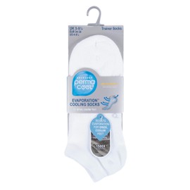 SOCKSHOP PermaCool Mens and Ladies Evaporation Cooling Trainer Socks Pack of 3 - Black 12-14 Unisex