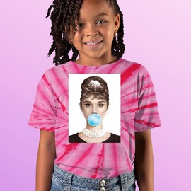 Youth Audrey Hepburn Chewing Bubble Gum T-Shirt Small Spider Pink