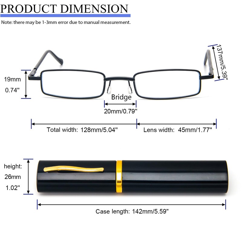 REAVEE 4 Pair Slim Pen Reading Glasses Tube Reader Glasses