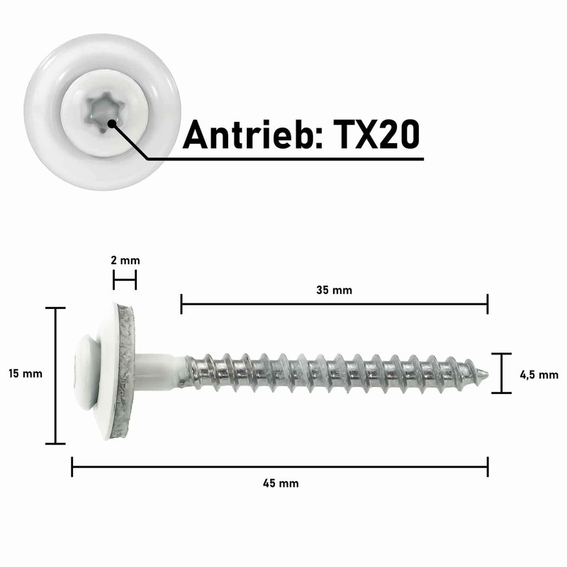 Plumbing Screws Stainless Steel A2 with EPDM Sealing Washer 15