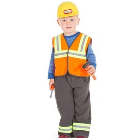 PRETEND TO BEE 1474 ZL5DZ Construction Worker/Builder Fancy Dress Costume for Kids, Multi Coloured, 5-7 Years