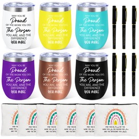 6 Set Thank You Gifts For Women, Administrative Professional Day Gifts for Coworkers Employee Boss Lady Manager Nurse Teacher Appreciation Gift, 12oz Stainless Steel Makeup Bags Pen Inspirational Gift