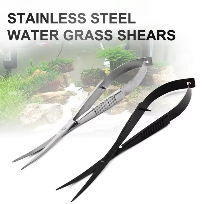 AIMALL quarium Grass Tank Trimming Shears - Black Stainless Steel