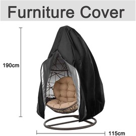 Large Hanging Chair Cover, Swing Chair Protective Cover for Patio, Egg, Rocking Chair, Swimming Chair, Fabric with PU Cover, Rain Cover, Waterproof, Breathable (115 x 190 cm) Rouzin