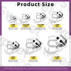 Swpeet 150Pcs 7 Sizes 2.4mm/ 3/3.2mm/ 4/4.5mm/ 5mm/ 6mm/ 8mm/ 10mm 304 Stainless Steel Ball Chain Connector Assortment Kit, Double Ring Style Link Loop Connection for Craft and Jewelry Making