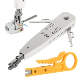 LSA Punching Tool - Insertion Tool for Network - Insertion Tool for Network Sockets, Patch Panels, Surface-Mounted and Flush-Mounted Boxes with Wire Cutter (Grey)