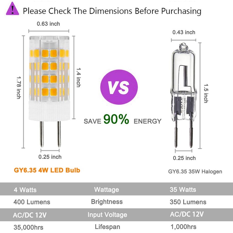 GY6.35/G6.35 AC/DC12V LED Bulb 4W Equivalent to 35-40W GY6.35 Halogen