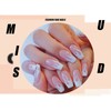 MISUD Medium Length Fake Nails, Pink Glossy Glue on Nails,