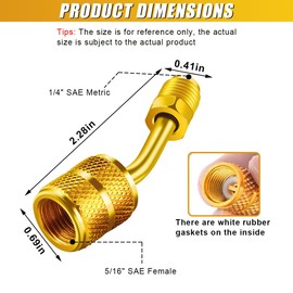 DUSCOKE 2PCS Car R410a Split Adapter Kit, 5/16" Female to 1/4" Male Swivel Connectors with 45° Thimble, R410a Mini Split Charging Vacuum Port Adapter for Air Conditioners HVAC Refrigeration Service