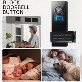 2 Pack No Soliciting Sign for Front Door, Easy Install, Retractable Universal Fitting Ring Doorbell, Dual Sign cover Do Not Disturb + No Soliciting, Fits Any Doorbell, Durable (Black, Silver)