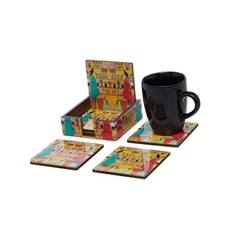 EZ Life Six Coasters with Holder Set - Fantasy Flowers - Multicolor - Wood & Resin