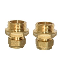 UKDD® 15mm Compression by 3/4" BSP Brass Male Iron Coupler (Pair), 15mm x 3/4" Straight Adaptors