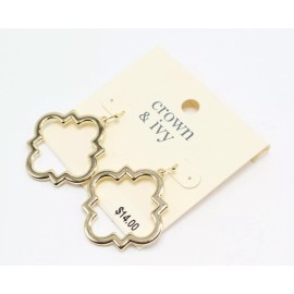 Crown & Ivy Gold Ornate Drop Earrings nwt #E1345