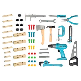 HAZET Juniortool1 Children's Toy Set (61 Pieces, Tools and Building Blocks, Screws and Nuts, for Children Aged 3 and Above)