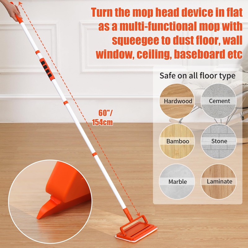 Qaestfy Ceiling Fan Cleaner Duster with 62.5‘’ Extendable Long Handle
