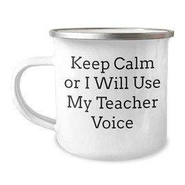 Funny Teacher Gifts for Men Camping Mug - Keep Calm Or I Will Use My Teacher Voice, Father's Day Unique Gifts from Friends