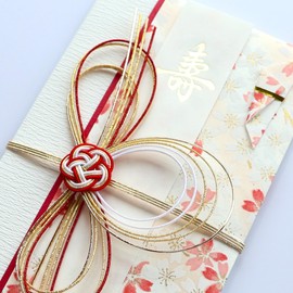 Onishi Mizuhiki AK-131 Festive Bag, For Wedding Celebrations, Weddings, Gold Seal, Design, Colored Leaf Red