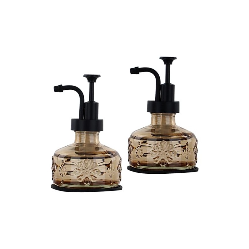 OCTMUSTARD 2 Pack Glass Kitchen Soap Dispenser Bathroom, Refillable Liquid