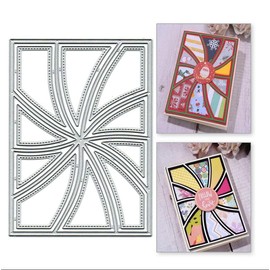Rectangle Grid Frame Cutting Die Cuts, DIY Crafts Template Stitched Whirl Rectangle Frame Scrapbook Cards Cutting Dies Cut Stencils for DIY Embossing Card Making Decorative Paper Dies Scrapbooking
