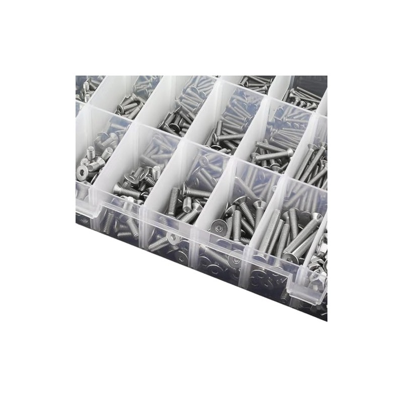 1080Pcs M2 M3 M4 M5 Screw Assortment, Metric Flat Countersunk