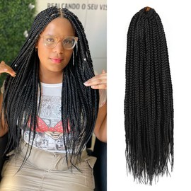 Box Braids Crochet Hair 18 Inch Crochet Braids for Black Women 7 Packs Short Goddess Box Braid Crochet Hair for Black Women (18 Inch,7 Packs, 1B)