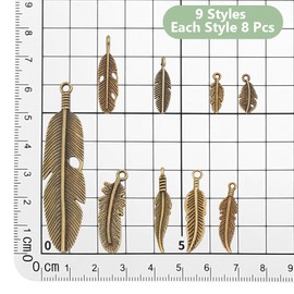 arricraft 72 Stück Legierung Feder Charms 9 Stile Antik Bronze Flügel Metall Anhänger Legierung Feder Traumfänger Charm Mit Schlaufe Für DIY Basteln Armband Halskette Schmuck Finden Zubehör