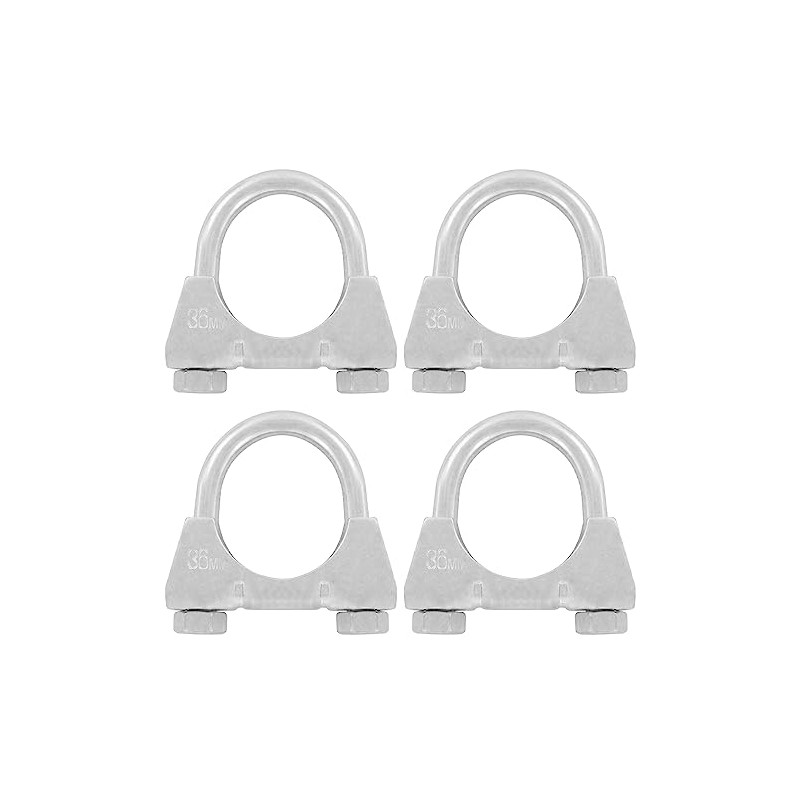 Set of 4 U Bracket Pipe Clamps M8 x 36