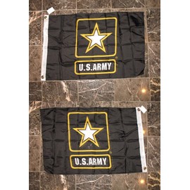 2x3 U.S. Army Star Black 2 Faced 2-ply Wind Resistant Flag 2'x3' Brass Grommets