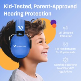 VANDERFIELDS Noise Cancelling Headphones for Kids, Age 3-16, Certified 27dB Noise Reduction, Sound Cancelling Safety Ear Muffs, Adjustable Size, Kids Ear Protection Events, Concerts, Fireworks, Autism