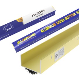JELOSTONE U-Shaped Aluminum Door Bottom Shoes(Gold) - Fire Rated - 1-3/4"W x 1-1/8"H x 36" L Weather Stripping Seal for Exterior Doors, Vinyl Insert, JS-217DV