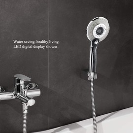 CYTGOUPER LED Duschkopf, 3 Farben Brausekopf Dusche Mit LED Temperaturkontrolle, ABS Material Duchenkopf Für Dusche Badewanne