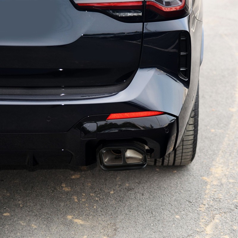 2pcs Gloss Black Car Tail Exhaust Pipe Cover Trim Stainless