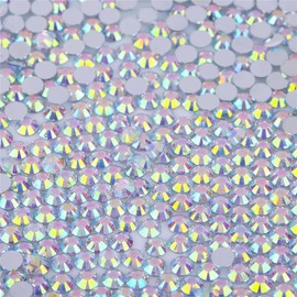 1500 Pieces SS16 4mm Flatback AB Rhinestones Clear Glass Round Gems Crystals for Nail Art DIY Crafts Clothes Shoes Bags （White）