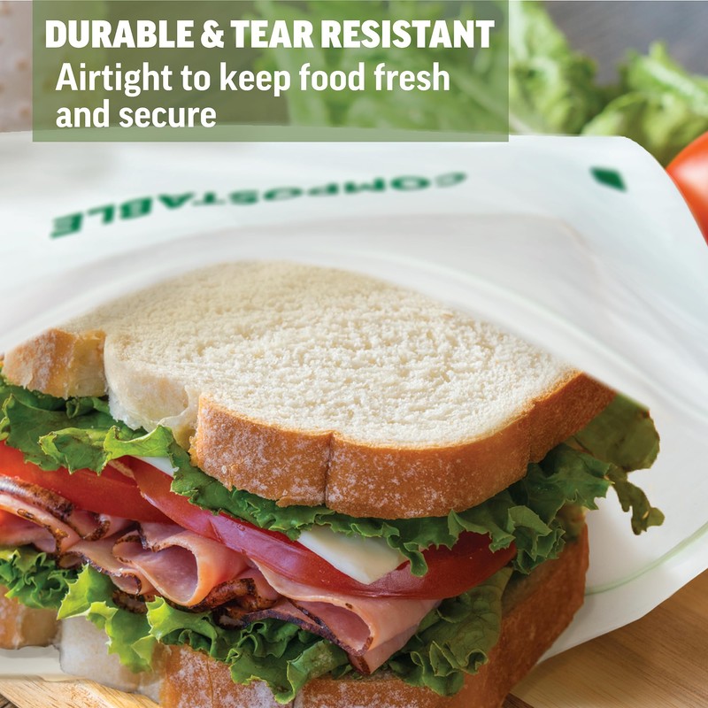 Zenlogy Compostable Gallon Bag (10.5" x 11"), Resealable Food Storage