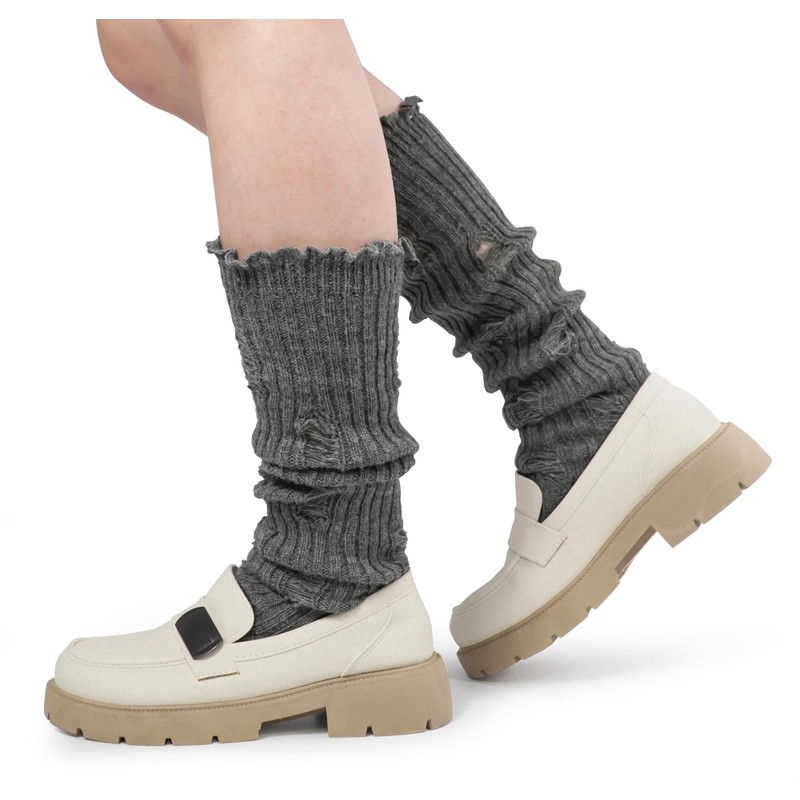 BomKinta Leg Warmers with Holes Women - Warm Ruffle Leg