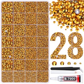 30000Pcs Resin Rhinestones for Bedazzling with Tweezers, Mine Gold Rhinestones for Crafting with B7000 Jewelry Glue for DIY Crafts Clothing Tumblers Shoes Fabric Nail Art