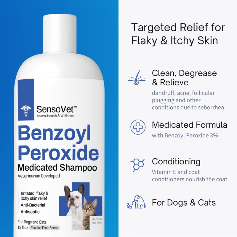 SensoVet Benzoyl Peroxide Shampoo for Cats & Dogs
