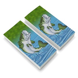 Bass Fish Jumping Out of Water Fishing Eraser Set of 2