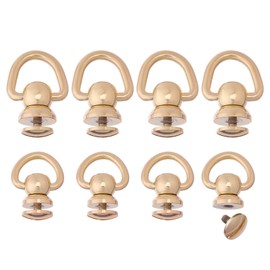 CHGCRAFT 8 Pcs 2 Style Brass Rivets Purse Ball Studs Leather Rivets with D Ring Brass Studs Rivets Metal Screw Rivet for Leather Belt Purse Crossbody Craft, Light Gold