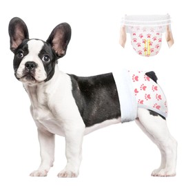 Ambreview Dog Diapers Female, Disposable Doggie Diapers for Female Dog with Stretchy Waist Full Wrap, Super Absorbent Diaper for Heat, Elderly Urinary Incontinence,Puppy Excitable Urination(30M)