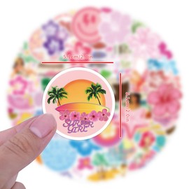 60Pcs Cute Coconut Girls Stickers - Waterproof Aesthetic Summer Stickers for Water Bottle, Vinyl Summer Beach Decals for Laptop Scrapbook Journal Party Supplies
