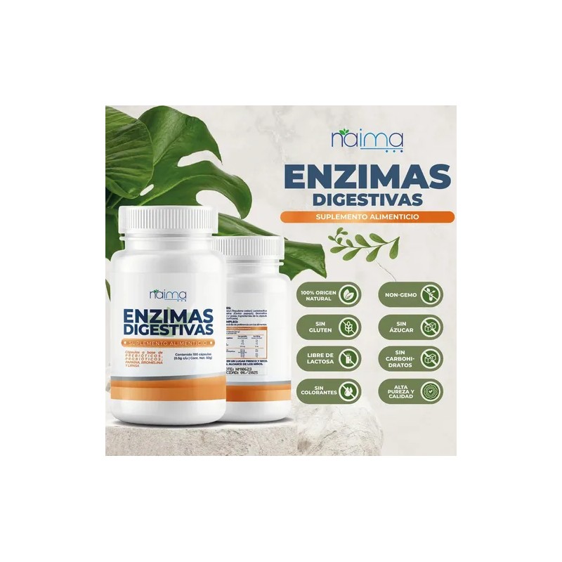 Enzimas Digestivas 500mg - 100 Cápsulas Por Frasco